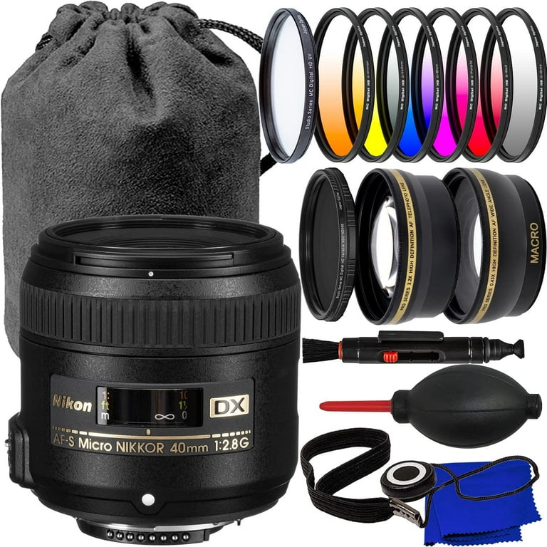 Nikon AF-S DX Micro-NIKKOR 40mm f/2.8G Lens (Black) 2200 - 15PC Accessory  Bundle