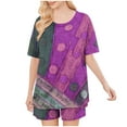 thumbnail image 4 of Conjunto de Pijama de las Mujeres de Moda Casual Color Sólido Manga Corta Cuello Redondo Top Y Pantalones, 4 of 6