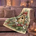 thumbnail image 5 of Rustic Winter Birdhouse Scene Chickadees Pine Holly Snow-Dusted, Festive Woodland Scene, Warm Flannel Blanket for Cabin and Lodge, Art Lovers Housewarming Gift, Artistic Home Decor, 5 of 7