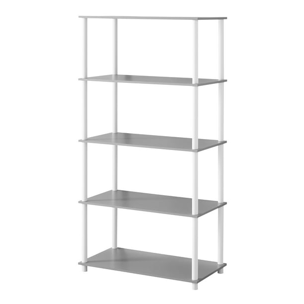 Mainstays No Tools 5 Shelf Standard Storage Bookshelf, Gray Walmart