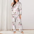 thumbnail image 2 of Honeii Flamingo And Flowers print Women's Pajama Sets Long Sleeve Button Down Sleepwear Nightwear Soft Pjs Lounge Sets-XX-Large, 2 of 7