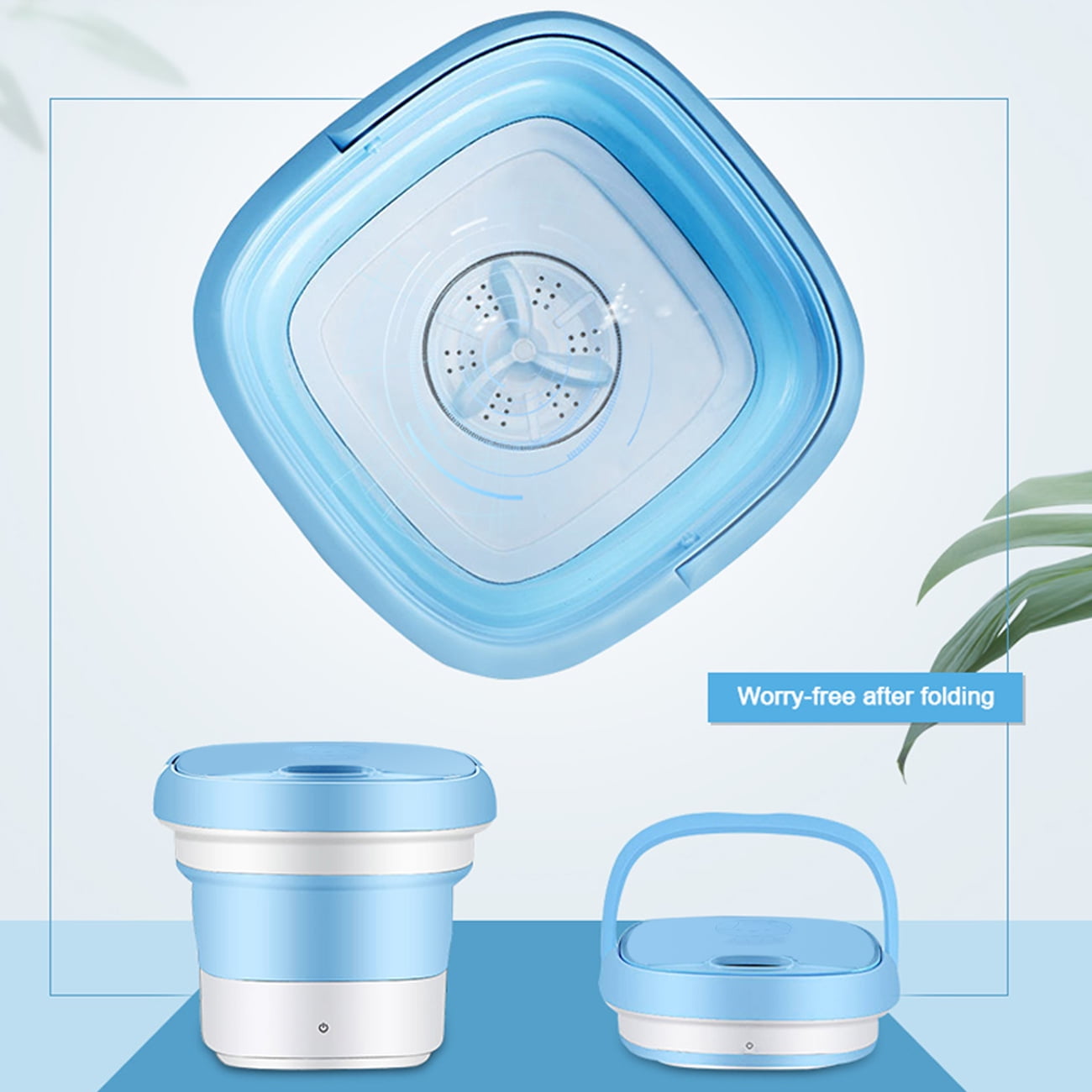 UNIVERSAL SMALL APPLIANCES Reiko Semi-automatic Folding Mini Portable Washing Machine, Portable Mini Turbo In Blue