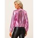 thumbnail image 4 of Chaquede chándal pamujer Chaquemetálide manlarbrillante holográficon cremalleen parte delanteRoM, 4 of 6