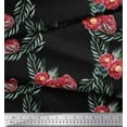 thumbnail image 3 of Soimoi Black Cotton Duck Fabric Leaves & Peony Floral Print Sewing Fabric Yard 44 Inch Wide, 3 of 3