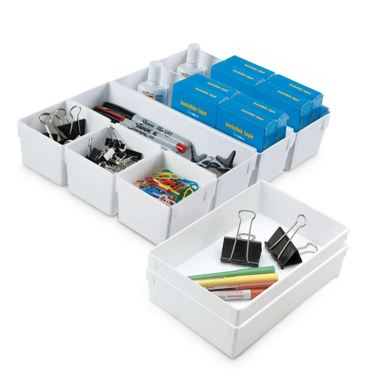 Rubbermaid Drawer Organizer Containers, Modular and Customizable, 3-Piece  Kitchen Organizer Set, White