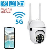 GeCam 5G Security Camera Outdoor/Home,2MP WiFi Outdoor Security Cameras Pan-Tilt 360° View,Dome Surveillance Cameras with Motion Detection and Siren,2-Way Audio,Full Color Night Vision,Waterproof