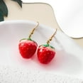 thumbnail image 6 of Delicate Red Strawberry Flower Drop Earrings for Women 3D Simulated Fruit Green Leaves Earrings Ladys Jewelry Accessories, 6 of 6
