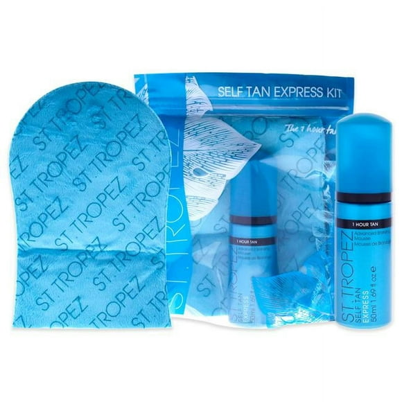 St. Tropez Kit Autobronzant Express pour Unisexe - 2 Pcs 1.69oz Mousse Bronzante Avancée, Gant Applicateur Velours Luxe