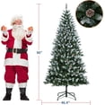 thumbnail image 2 of Bingirl 7.5FT Snow Flocked Pre-Lit Artificial Christmas Tree with Pinecones - Hinged Structure, Foldable Metal Stand, Easy Setup for Holiday Decor, 2 of 7