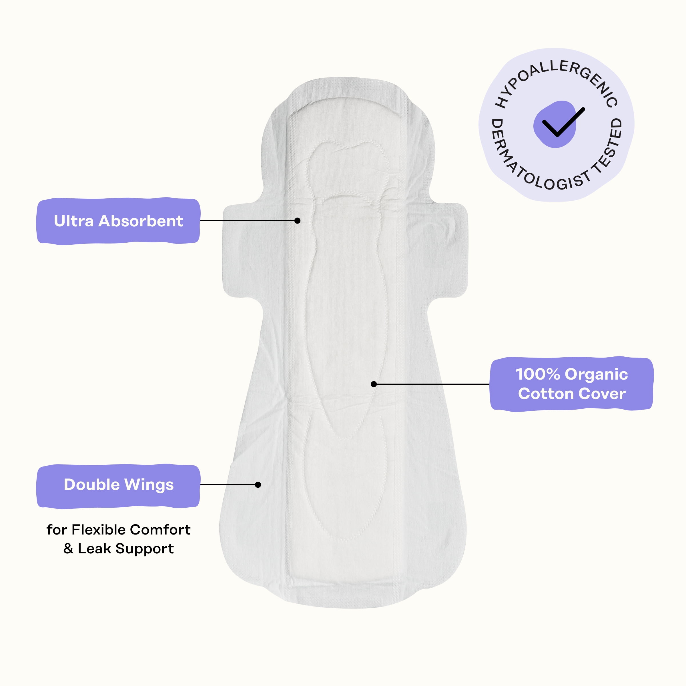 Honey Pot 100% Organic Cotton Cover Calming Herbal Infusion Overnight Pads, 12 Count