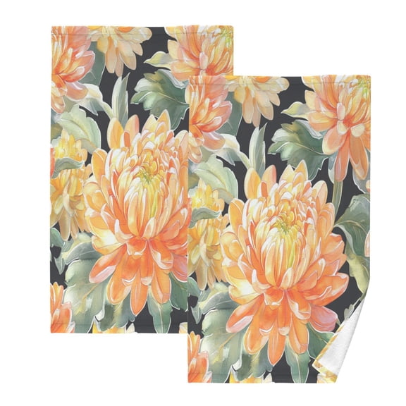 Cotton Towel Two-Piece 16x28 Inch One Sizex2 Face Towel Set Towel Set Cotton Hand Bath Towel Bathroom Beach Gold Chrysanthemums