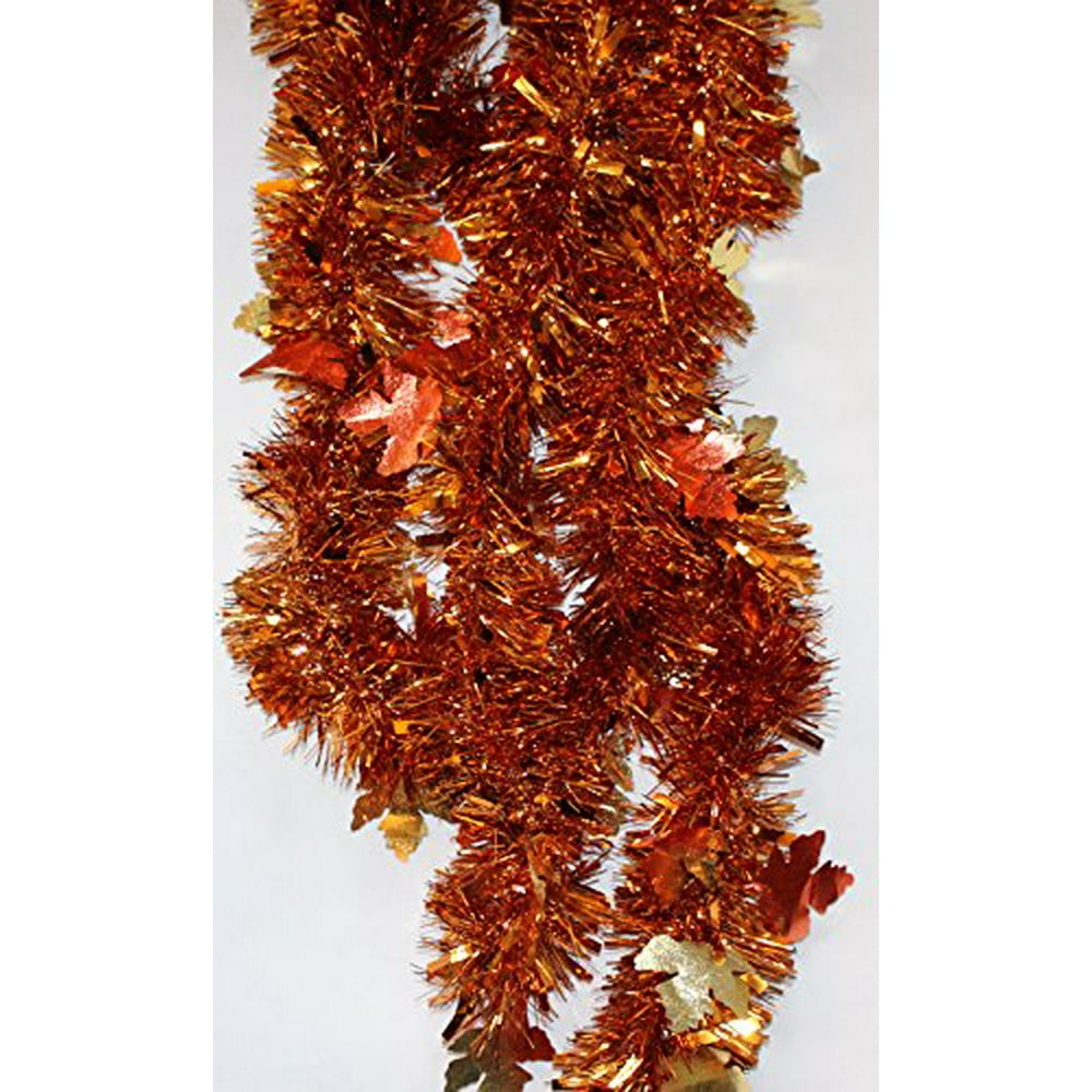 Young Craft Orange and Gold Fall Leaves DieCut Tinsel Garland Harvest