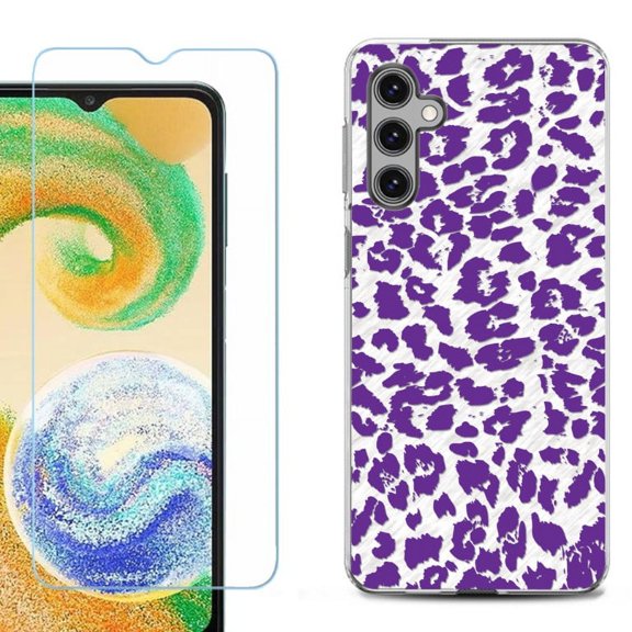 OneToughShield ® Compatible with Samsung Galaxy S24  S24 Plus, Shockproof Fashion Phone Case, with Tempered Glass Screen Protector - Cheetah Purple