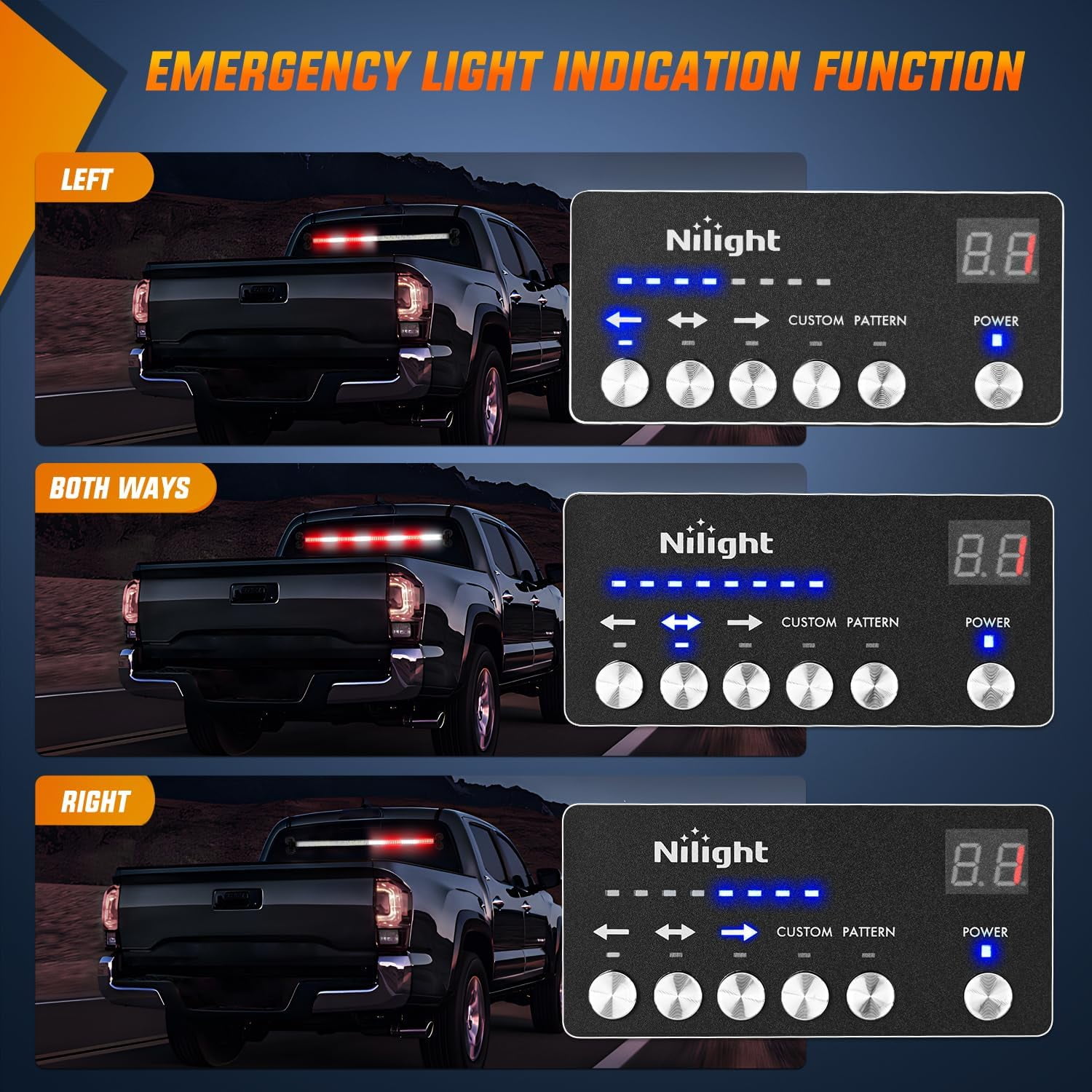 Nilight 144LED Traffic Advisor Strobe Light Bar with Red White Emergency Warning Lights Hazard Interior Front/Rear Windshield Flashing