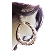 thumbnail image 2 of Large Puffed Gold Tone Hoop Earrings 3 inch Textured Puffy Hoops, 2 of 2