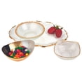 thumbnail image 2 of Bubble Glass Scalloped Gold Rim Round Platter or Tray, 2 of 2
