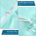 thumbnail image 5 of 500 TC 100% Egyptian Cotton Premium Duvet set Zipper Closur Ultra Soft Durable and Fade Resistant Color Aqua Blue Stripe size Twin/Twin XL, 5 of 6