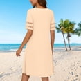 thumbnail image 5 of Women's Casual Summer Dress Short Sleeve Crewneck A-Line Midi Dress Eyelet Lace Hollow Out Detail Loose Fit Flattering Tunic Dress Daily Wear Party Apparel, 5 of 8