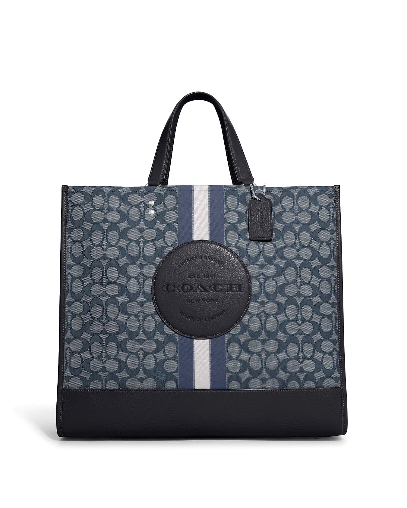 Dempsey Tote 22 In Signature Jacquard With Stripe And Coach Patch