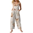 thumbnail image 2 of Easter Jumpsuit Overalls for Women Cute Bunny Egg Print Wide Leg Overalls Casual Spring Summer Outfits Long Baggy Easter Jumpsuits with Pockets, 2 of 6