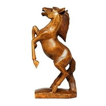 G6 Collection 12" Wooden Hand Carved Rearing Horse Art Figurine Statue Sculpture Handcrafted Handmade Decorative Home Decor Accent Rustic Decoration Rearing Horse