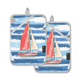 thumbnail image 7 of Yayeee Pot Holders Kitchen Heat Resistant with Pocket 7"x9.8" Cotton Oven Cooking Hot Pads, Red Sailboats, 7 of 7