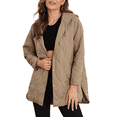 thumbnail image 2 of Women Winter Long Jackets Casual Hooded Quilted Jacket Lightweight Diamond Coat, 2 of 5