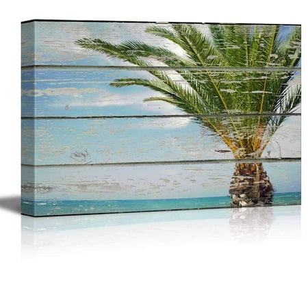 Wall26 Canvas Wall Art Palm Tree By The Beach On Vintage Wood Textured Background Rustic Country Style Modern Giclee Print Gallery Wrap Home Decor Wall26 Canvas Wall Art Palm Tree By The Beach On Vintage Wood Textured Background Rustic Country Style Modern Giclee Print Gallery Wrap Home Decor
