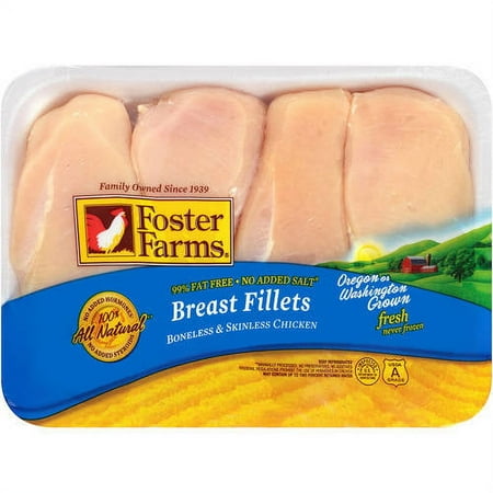 Foster Farms Boneless & Skinless Chicken Breast Fillets, 1.5- 2 lbs