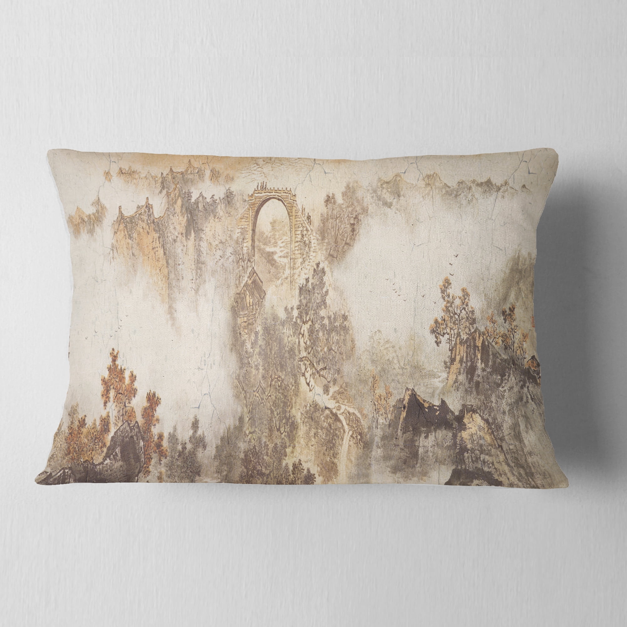 Designart Nature in Vintage Style - Landscape Photography Throw Pillow - 12x20