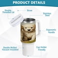 thumbnail image 4 of 40 Oz Car Handle Water Bottle Water Cup Water Bottle Water Jug Coffee Cup Travel Water Bottle Beautiful Two White Dogs, 4 of 8