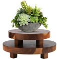 thumbnail image 1 of Xnqelerate Wood Riser, 2 Pcs Wood Pedestal Stand for Display, Rustic Decorative Display Tray for Kitchen/Bedroom Round Wooden Tray for Kitchen Counter Indoor Plant Risers for Pots, 1 of 7