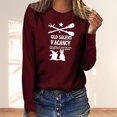 thumbnail image 2 of Raeneomay Long Sleeve Shirts Oversize Women Tops Casual Fashion CrewNeck Pullover Round-Neck Printing T-Shirt, 2 of 4