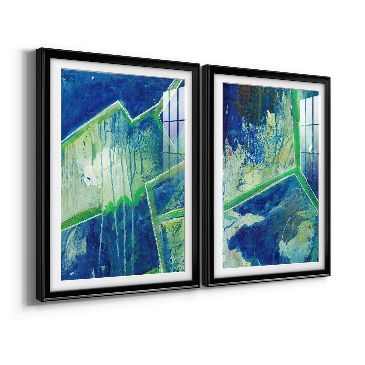 Wexford Home Geometric in Cool V Premium Framed Print, 22.5" x 30.5" - Ready to Hang, Black (Set of 2)