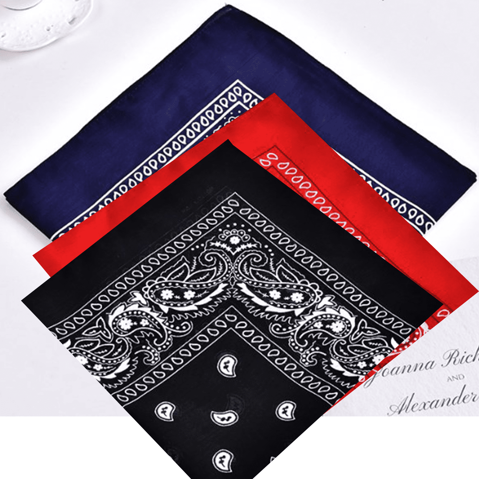 WOWSTYLE 3-Pack Retro Bandana Scarf Bandanas for Men Pocket