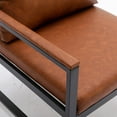 thumbnail image 6 of Modern PU Leather Accent Chair with Extra-Thick Padded Backrest and Seat Cushion,Armchairs Single Sofa with Durable Square Metal Frame,Orange, 6 of 7