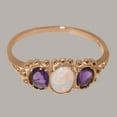 thumbnail image 5 of LBG British Made 18k Rose Gold Real Genuine Opal & Amethyst Womens Promise Ring - 33 size options - Size 5.75, 5 of 6