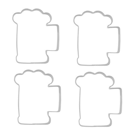

4pcs Beer Cup Shaped Cookie Cutters Stainless Steel DIY Biscuits Mold Kitchen Baking Tool for Home Shop (Silver)