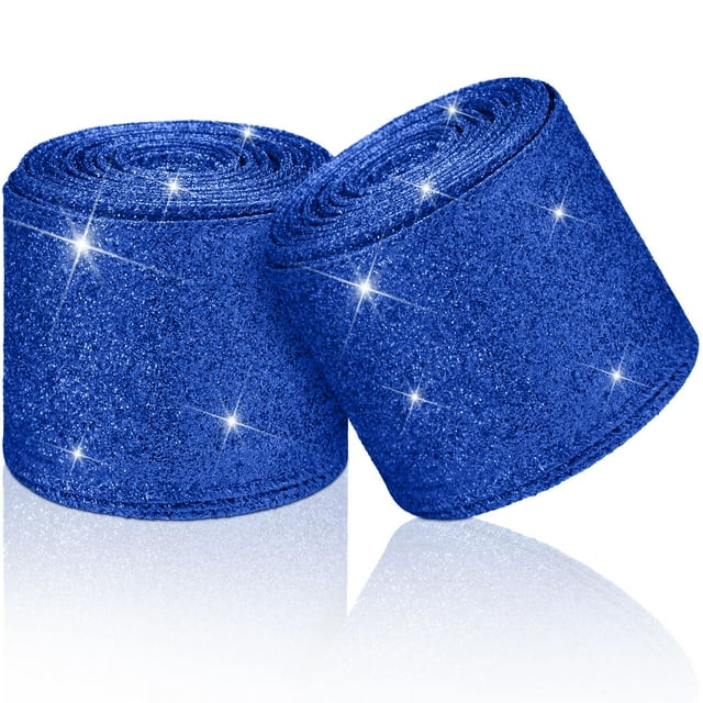 Cinta decorativa con forma de ciervo, 6,3 cm x 18,4 m, color azul real, con alambre