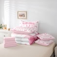 thumbnail image 5 of Homewish Kawaii Letter P Bedding Comforter Set 7pcs for Kids, Cartoon Bowknot Monogrammed Queen Bedding Sets, Girly Pink Stripe Lines Reversible Queen Sheet Sets, Luxury Bedroom Decor, 5 of 7