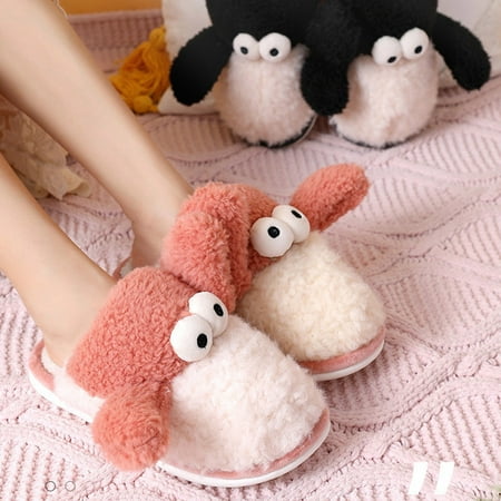 

VerPetridure Cartoon Cute Cotton Slippers Winter Warm Indoor Home Furry Thickening Couple Household Cotton Slippers