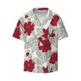 thumbnail image 3 of Goofa Leaves And Anemone Flowers In Red Grey Printed Men's Casual Short-sleeved Shirt,Lightweight Breathable Button-down,Summer Casual men's top,Versatile Fashion shirt-Medium, 3 of 7