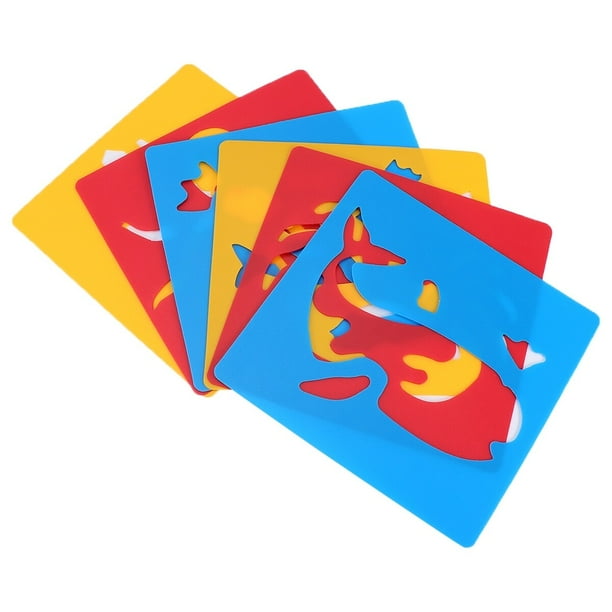 EeaseMX 6 plantillas de dibujo con diseño de animales huecos, plantillas de pintura creativas, plantillas de dibujo elegantes para niños, moldes de pintura reutilizables.