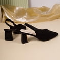 thumbnail image 5 of GERsome Women's Chunky Block Heels Elastic Slingback Summer Slip-On Closed Pointy Toe Party Wedding Dress Shoes, Black Size 5.5, 5 of 9