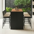 thumbnail image 4 of Gymax 7 Pieces Patio Bar Set w/ Acacia Wood Tabletop & Removable Cushions Outdoor, 4 of 10