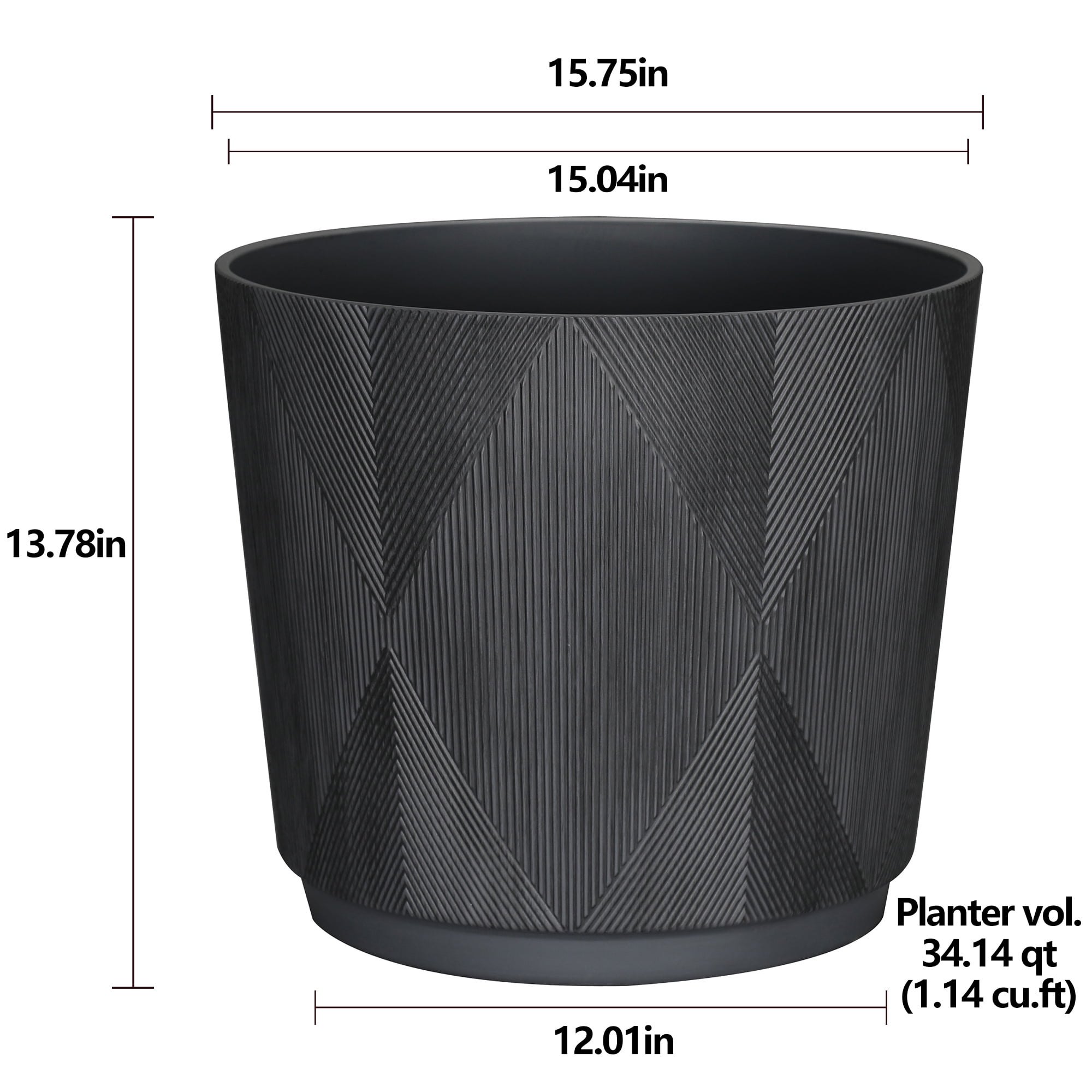 Better Homes & Gardens 16in Cappriccio Resin Planter, Black
