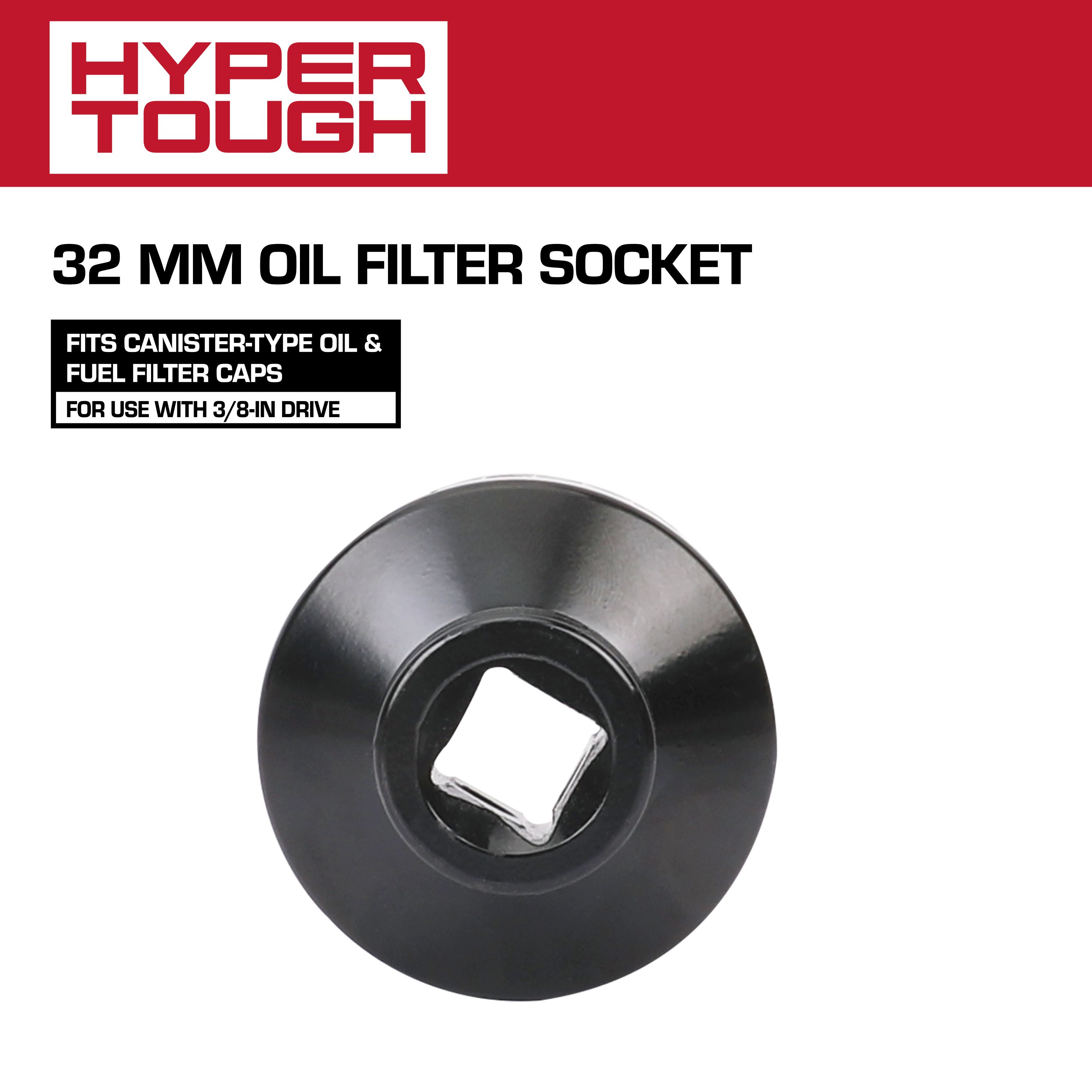 Dado para Filtro de Aceite de 32mm Hyper Tough para Carraca de 3/8 Pulgada, Negro 2
