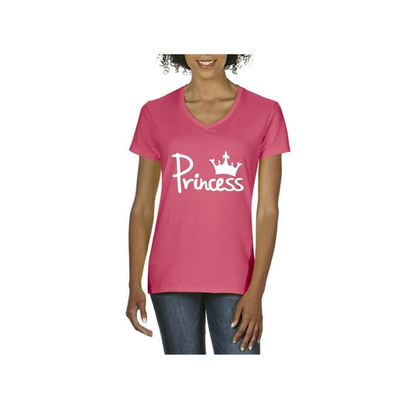 Women's T-Shirt V-Neck Short Sleeve - Princess Crown