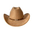 thumbnail image 3 of RUINIXCW Western Cowboy Hat for Men Women Cowgirl Hat Classic Felt Roll Up Fedora Hat with Leather Buckle Belt Wide Brim Jazz Hat Themed Party Cap Wedding Party Costume, 3 of 9