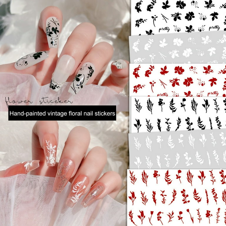 Nail Art Stickers Decals Flower Butterfly Green Leaf Design DIY